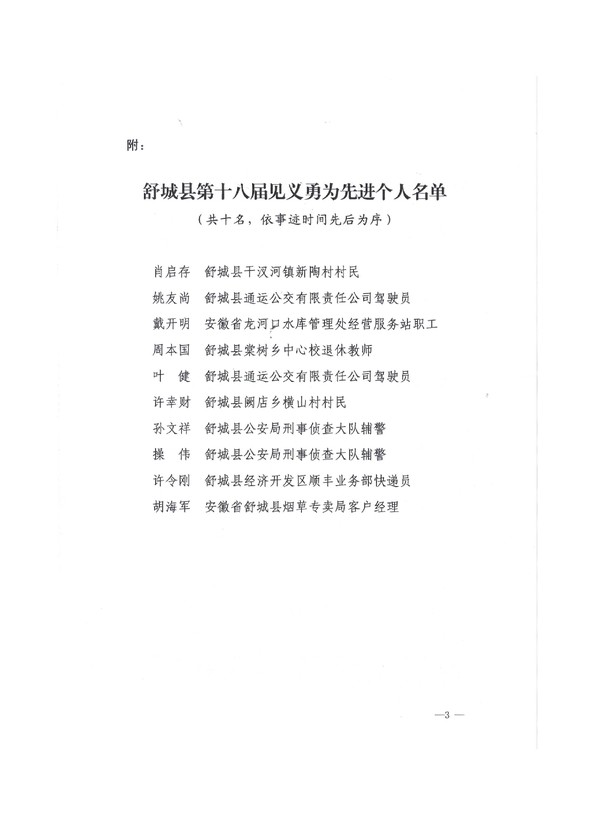关于表彰奖励舒城县第十八届见义勇为先进个人的决定_3_00.png