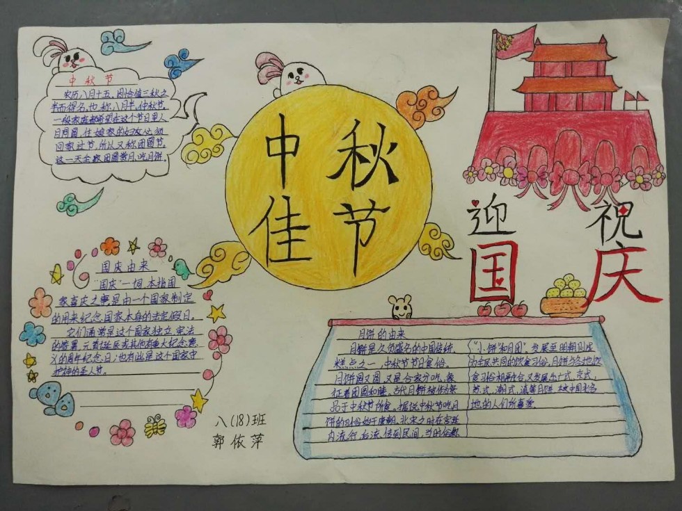 育萃中学开展"迎中秋,庆国庆"主题手抄报评比活动